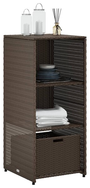 Barna polyrattan kerti tárolószekrény 50 x 55 x 115 cm