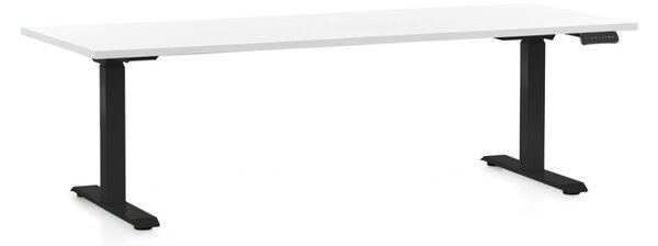 Állítható magasságú asztal OfficeTech C, 200 x 80 cm, fekete alap, fehér