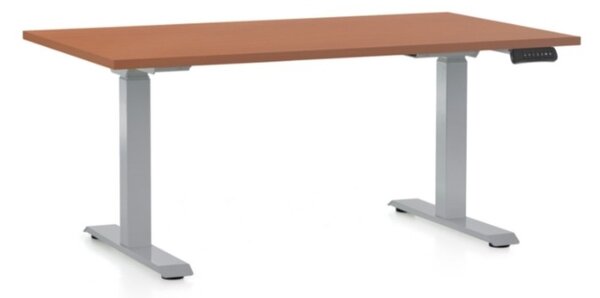 Állítható magasságú asztal OfficeTech D, 120 x 80 cm, szürke alap, cseresznye