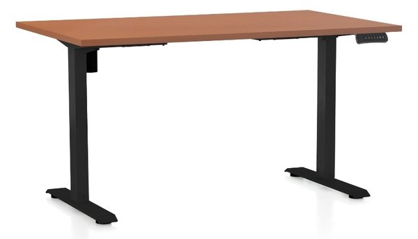 Állítható magasságú asztal OfficeTech B, 120 x 80 cm, fekete alap, cseresznye