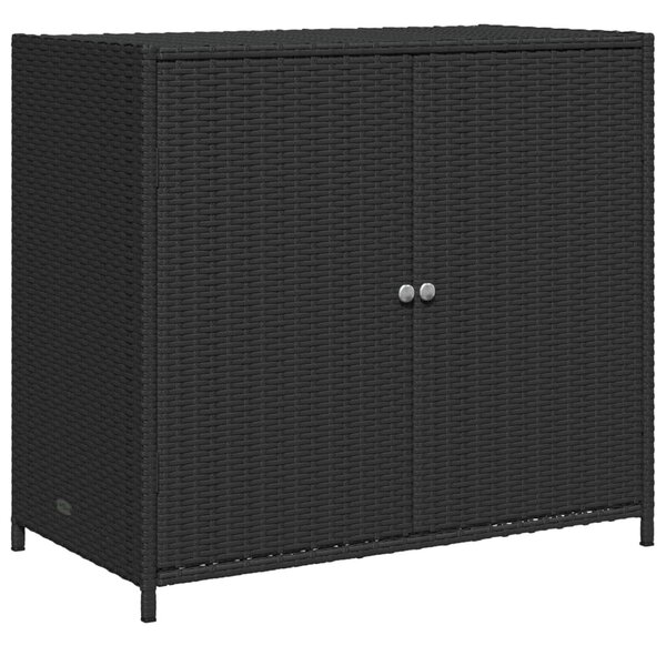 Fekete polyrattan kerti tárolószekrény 83 x 45 x 76 cm