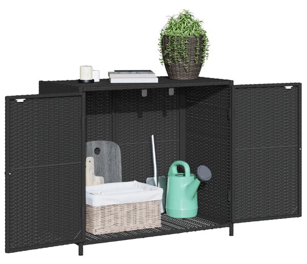Fekete polyrattan kerti tárolószekrény 83 x 45 x 76 cm