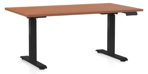 Állítható magasságú asztal OfficeTech C, 120 x 80 cm, fekete alap, cseresznye