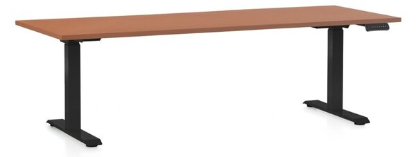 Állítható magasságú asztal OfficeTech C, 200 x 80 cm, fekete alap, cseresznye