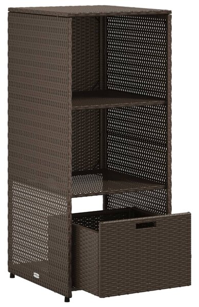 Barna polyrattan kerti tárolószekrény 50 x 55 x 115 cm