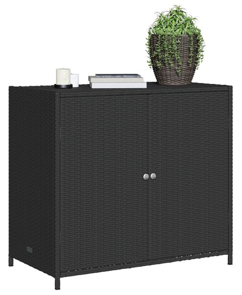 Fekete polyrattan kerti tárolószekrény 83 x 45 x 76 cm