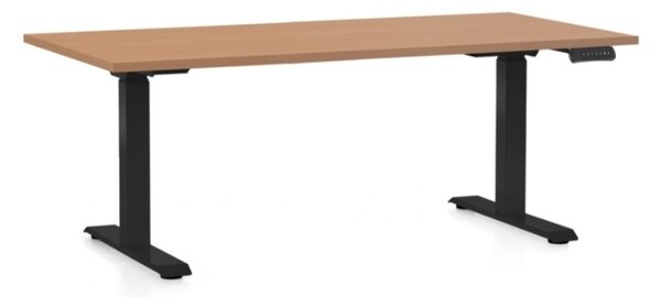 Állítható magasságú asztal OfficeTech C, 160 x 80 cm, fekete alap, bükkfa