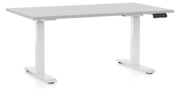 Állítható magasságú asztal OfficeTech D, 120 x 80 cm, fehér alap, világos szürke