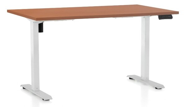 Állítható magasságú asztal OfficeTech B, 120 x 80 cm, fehér alap, cseresznye