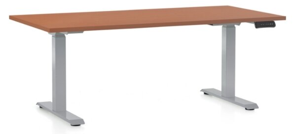 Állítható magasságú asztal OfficeTech D, 160 x 80 cm, szürke alap, cseresznye