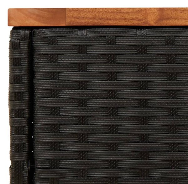 Fekete polyrattan kerti kisasztal falappal 58 x 27,5 x 55 cm