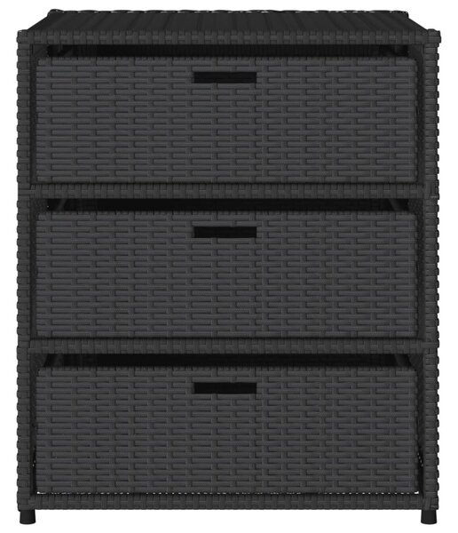 Fekete polyrattan kerti tárolószekrény 55 x 59 x 69 cm