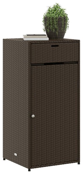 Barna polyrattan kerti tárolószekrény 55 x 55 x 111 cm