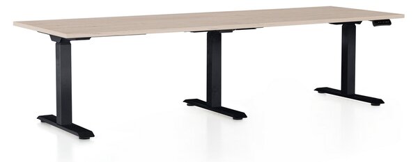 OfficeTech Long állítható magasságú asztal, 240 x 80 cm, fekete alap, tölgy