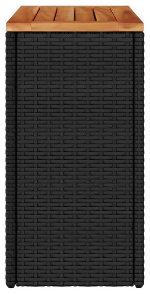 Fekete polyrattan kerti kisasztal falappal 58 x 27,5 x 55 cm