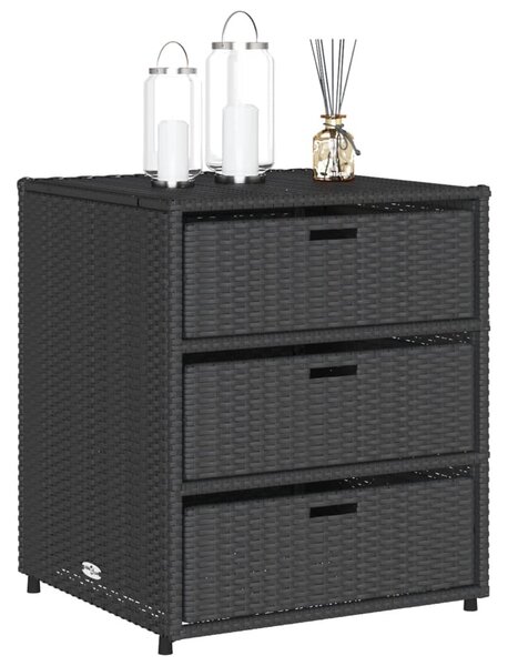 Fekete polyrattan kerti tárolószekrény 55 x 59 x 69 cm
