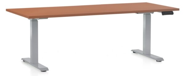 Állítható magasságú asztal OfficeTech D, 180 x 80 cm, szürke alap, cseresznye