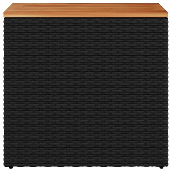 Fekete polyrattan kerti kisasztal falappal 58 x 27,5 x 55 cm
