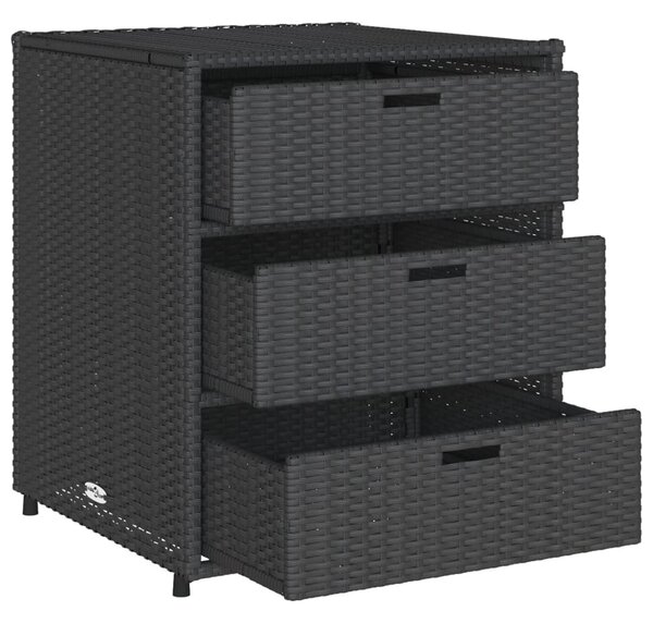 Fekete polyrattan kerti tárolószekrény 55 x 59 x 69 cm