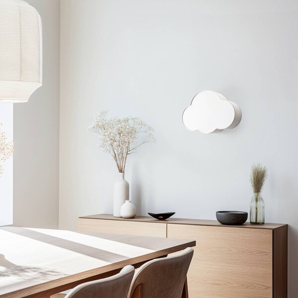TK Lighting Cloud fali világítás, bézs, 43 cm széles, textil, felhő, E27, dimmelhető, Krém / borostyánsárga, Gyermekszoba, Textil / szövet / selyem, Fiatalos életstílus