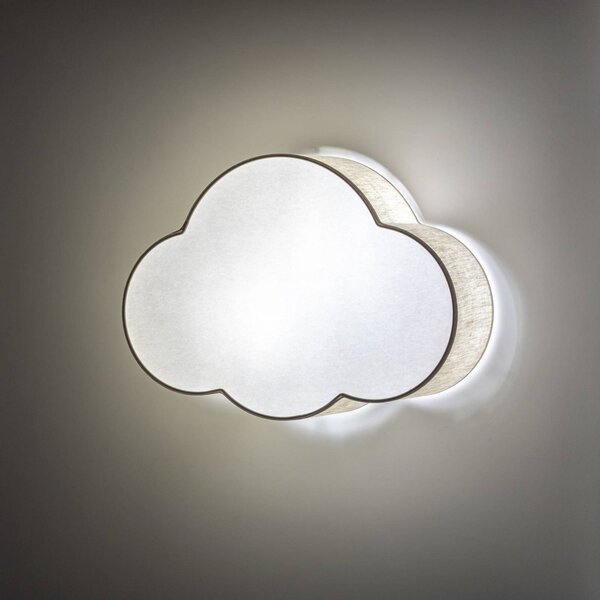 TK Lighting Cloud fali világítás, bézs, 43 cm széles, textil, felhő, E27, dimmelhető, Krém / borostyánsárga, Gyermekszoba, Textil / szövet / selyem, Fiatalos életstílus