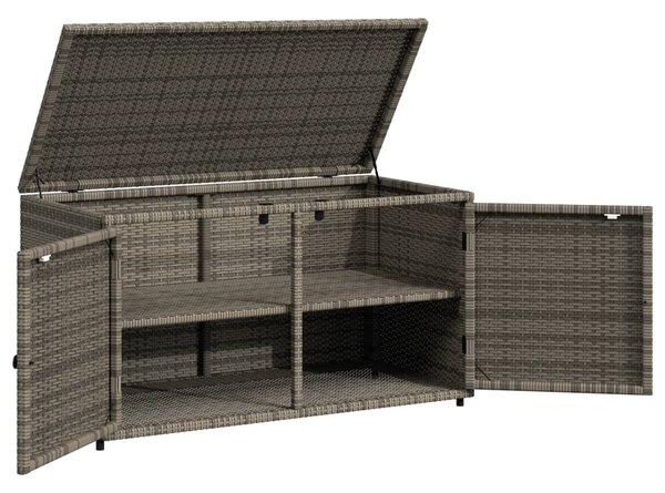 Szürke polyrattan kerti tárolószekrény 110 x 55 x 60,5 cm
