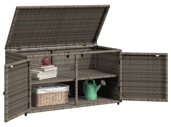 Szürke polyrattan kerti tárolószekrény 110 x 55 x 60,5 cm