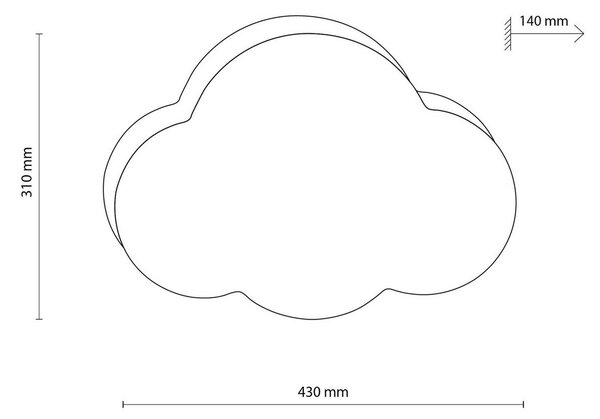 TK Lighting Cloud fali világítás, bézs, 43 cm széles, textil, felhő, E27, dimmelhető, Krém / borostyánsárga, Gyermekszoba, Textil / szövet / selyem, Fiatalos életstílus