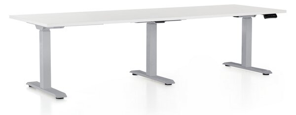 OfficeTech Long állítható magasságú asztal, 240 x 80 cm, szürke alap, fehér