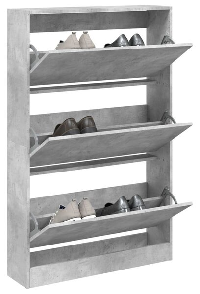 Betonszürke szerelt fa cipősszekrény 80 x 21 x 125,5 cm