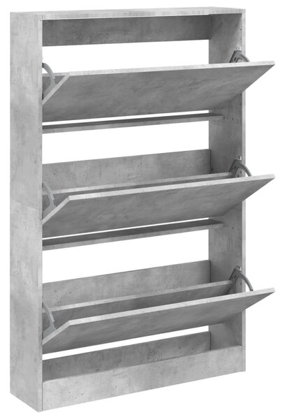 Betonszürke szerelt fa cipősszekrény 80 x 21 x 125,5 cm