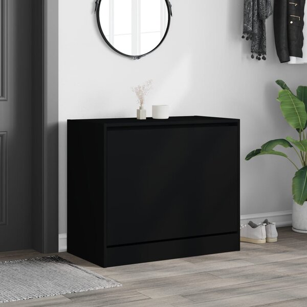 Fekete szerelt fa cipőszekrény 80x42x69 cm