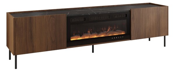 TV-állvány Comfivo Belviro II, Edzett üveg, Laminált forgácslap, 55x200x37cm, Dió, Fekete márvány