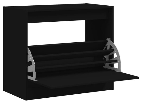 Fekete szerelt fa cipőszekrény 80x42x69 cm