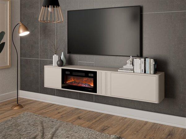 TV-állvány Oratio IV, Edzett üveg, Közepes sűrűségű farostlemez, Laminált forgácslap, 36x190x31cm, Kasmír