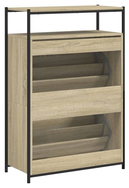 Sonoma tölgy színű szerelt fa cipőszekrény 75x34x112 cm