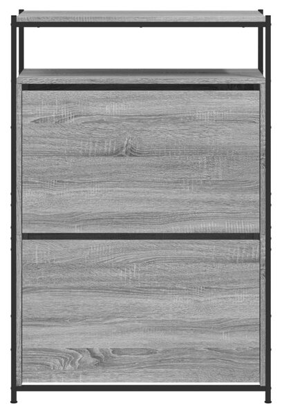 Szürke sonoma színű szerelt fa cipősszekrény 75x34x112 cm