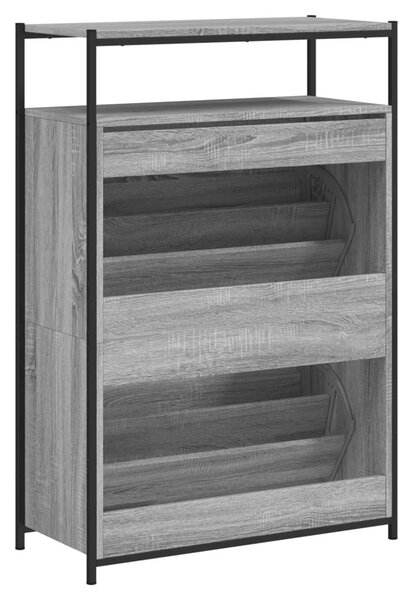 Szürke sonoma színű szerelt fa cipősszekrény 75x34x112 cm