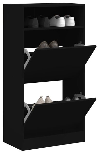 Fekete szerelt fa cipőszekrény 60x34x116 cm