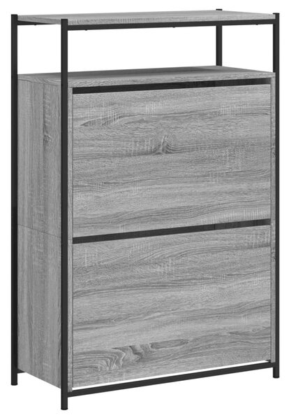 Szürke sonoma színű szerelt fa cipősszekrény 75x34x112 cm
