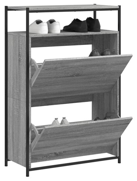 Szürke sonoma színű szerelt fa cipősszekrény 75x34x112 cm
