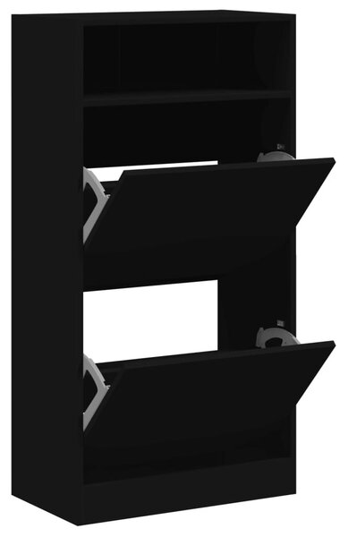 Fekete szerelt fa cipőszekrény 60x34x116 cm