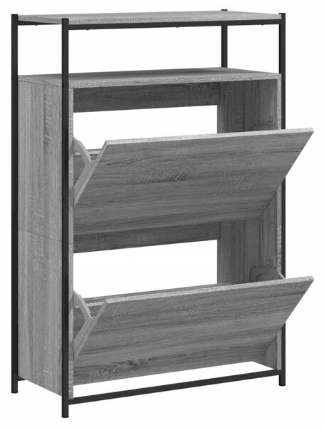Szürke sonoma színű szerelt fa cipősszekrény 75x34x112 cm