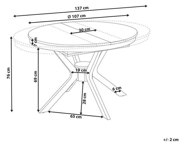 Kihúzható étkezőasztal TYMIS Sötét tölgy 107/137 cm 107 cm