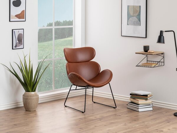 Fotel Norsica 168, Öko-bőr, 91x69x79cm, Barna