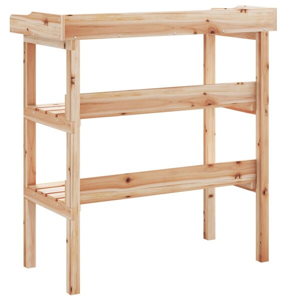 Tömör fenyőfa növénytartó asztal polcokkal 78x38x82,5 cm