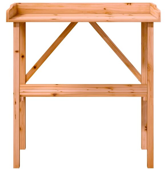 Barna tömör fenyőfa növénytartó asztal polccal 78x38x82,5 cm