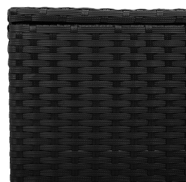 Fekete üveglapú kerti asztal 55 x 55 x 37 cm polyrattan