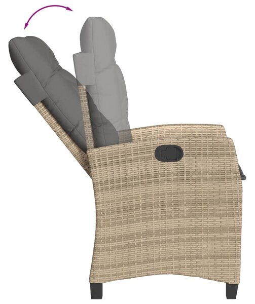 Vegyes bézs polyrattan dönthető kerti szék párnákkal