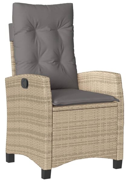 Vegyes bézs polyrattan dönthető kerti szék párnákkal